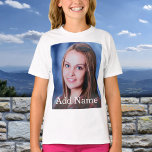 Personalisierter Foto mit benutzerdefiniertem Name T-Shirt<br><div class="desc">Laden Sie Ihr Foto hoch, fügen Sie einen Namen oder Text hinzu und erstellen Sie ganz einfach Ihren personalisierten Foto-T - Shirt. Klicken Sie auf AKTIVIEREN, um die Textfarbe zu ändern. Sie können dieses Design auf anderen Zazzle-Produkten übertragen und an die meisten Zazzle-Produkte anpassen. Sie können auch auf ANDERE KLICKEN,...</div>