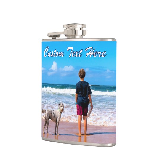 Personalisierter Foto mit benutzerdefiniertem Text Flachmann (Links)