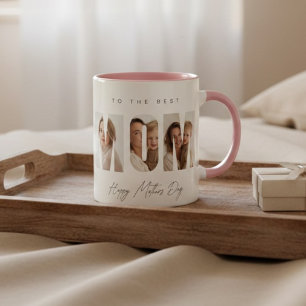 Personalisierter Foto-MUTTER-Becher zum Muttertag Zweifarbige Tasse