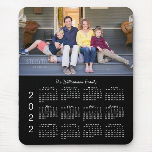 Personalisierter Foto Name Black 2022 Kalender Mousepad (Vorne)