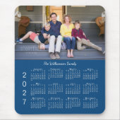 Personalisierter Foto-Name Blau 2027 Kalender Mousepad (Vorne)