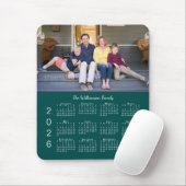 Personalisierter Foto-Name Blau-Grün 2026 Kalender Mousepad (Mit Mouse)