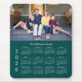 Personalisierter Foto-Name Blau-Grün 2026 Kalender Mousepad (Vorne)
