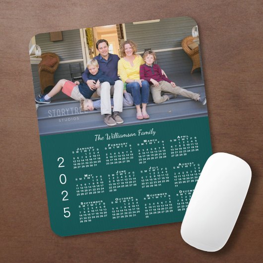 Personalisierter Foto Name Blue-Green 2025 Kalende Mousepad