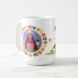 Personalisierter Foto-Name Floral Garden Bloom-Abz Kaffeetasse