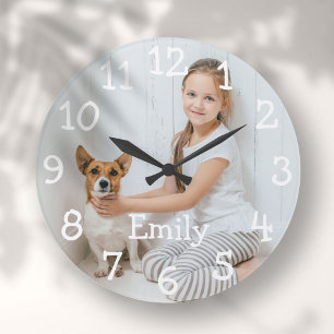 Personalisierter Foto-Name Große Wanduhr