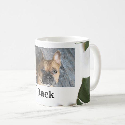 Personalisierter Foto Name Niedlich Hund Kaffeemas Kaffeetasse (VorderseiteRechts)