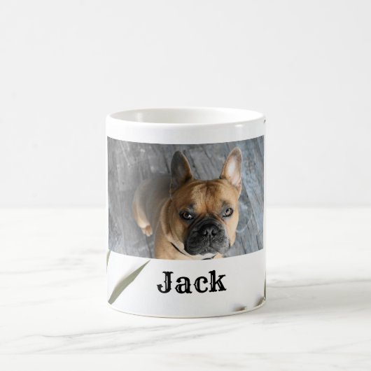 Personalisierter Foto Name Niedlich Hund Kaffeemas Kaffeetasse (Mittel)