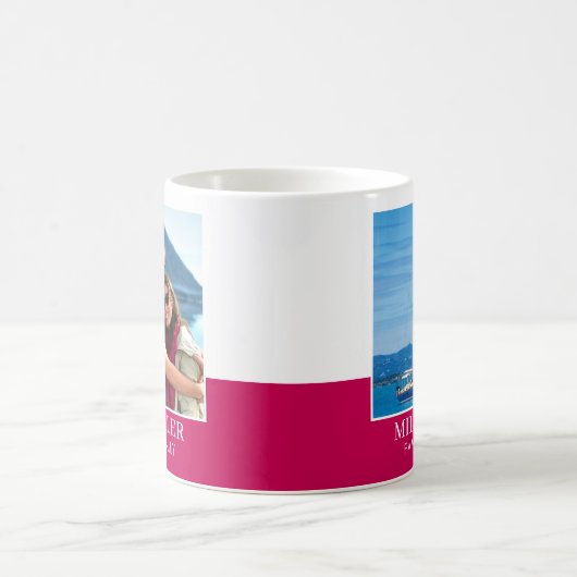 Personalisierter Foto Name Rosa Moderne Kaffeetasse (Mittel)