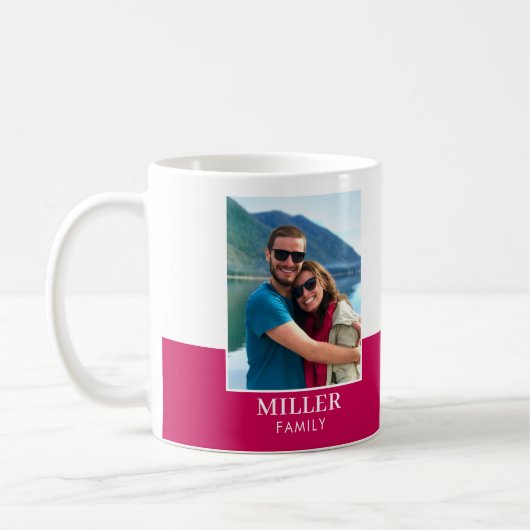 Personalisierter Foto Name Rosa Moderne Kaffeetasse (Links)