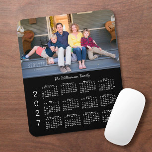 Personalisierter Foto-Name-Schwarz-2027-Kalender Mousepad