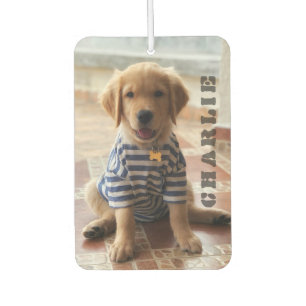 Personalisierter Foto-Name Süßer Hund Minimalistis Autolufterfrischer