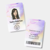 Personalisierter Foto Name Violet Watercolor Mitar Ausweis (Vorder- & Rückseite)
