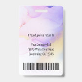 Personalisierter Foto Name Violet Watercolor Mitar Ausweis (Rückseite)