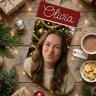 Personalisierter Foto-Name Weihnachtsstrumpf Fülle Großer Weihnachtsstrumpf