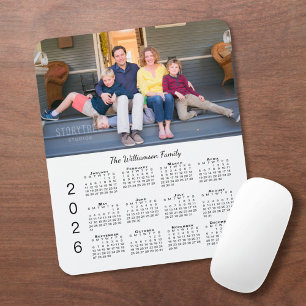 Personalisierter Foto-Name Weißer 2026-Kalender Mousepad