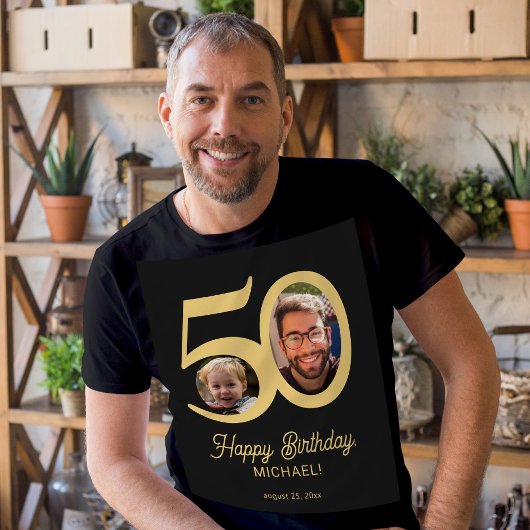 personalisierter Foto-Name zum 50. Geburtstag  T-Shirt