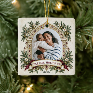 Personalisierter Foto-Schmuck, Bethlehem Olivenzwe Keramikornament