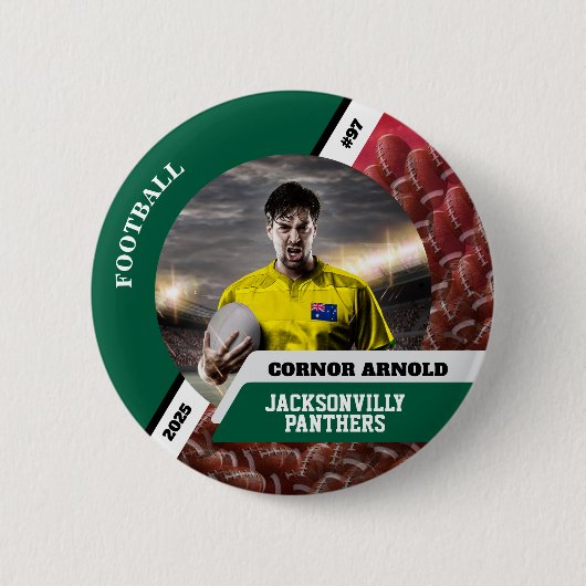 Personalisierter Foto-Sport-Button/Pin Fußball Hin Button (Vorderseite)
