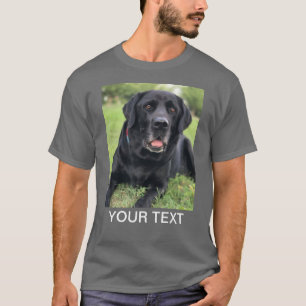 Personalisierter Foto-Text Hund grau T-Shirt