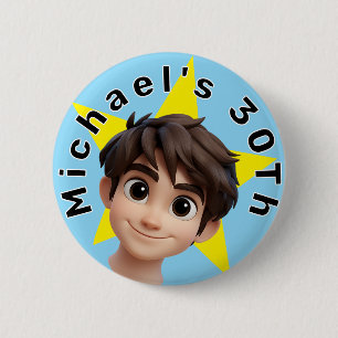 Personalisierter Foto-Text und Name Geburtstag Button