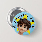 Personalisierter Foto-Text und Name Geburtstag Button (Vorne & Hinten)