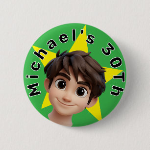 Personalisierter Foto-Text und Name Geburtstag Button