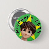 Personalisierter Foto-Text und Name Geburtstag Button (Vorne & Hinten)