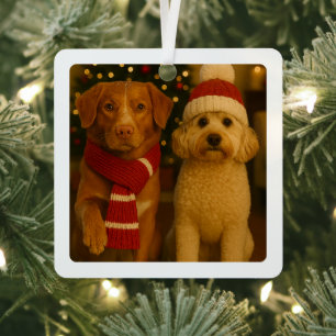 Personalisierter Foto und benutzerdefinierter Text Ornament Aus Metall