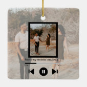 Personalisierter Foto- und Text-Musik-Player Keramikornament (Rückseite)