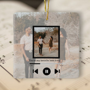 Personalisierter Foto- und Text-Musik-Player Keramikornament