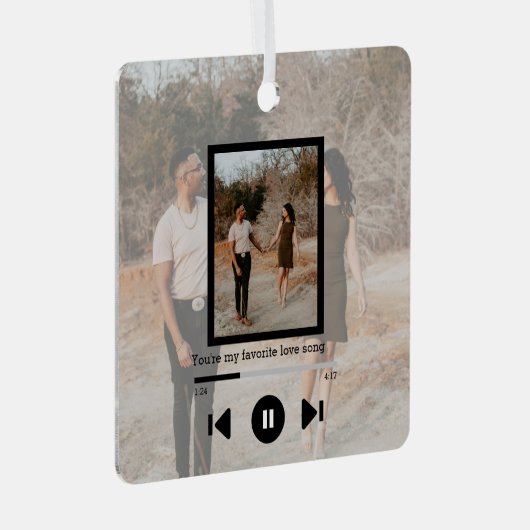 Personalisierter Foto- und Text-Musik-Player Ornament Aus Metall (Vorderseite Rechts)