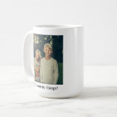 Personalisierter Fotobecher mit farbigem Griff und Kaffeetasse (Vorderseite Links)