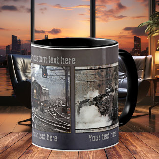 Personalisierter Fotobecher mit Vintage-Dampflok Kaffeetasse