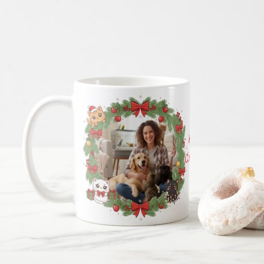 Personalisierter Fotobecher Weihnachtsgeschenk für Kaffeetasse (Mit Donut)