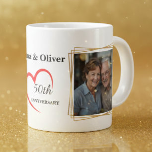 Personalisierter Fotobecher zum 50. Hochzeitstag Jumbo-Tasse