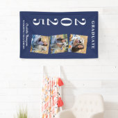 Personalisierter FotoCollage Navy Blue Abschluss Banner (Insitu)