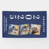 Personalisierter FotoCollage Navy Blue Abschluss Banner (Horizontal)