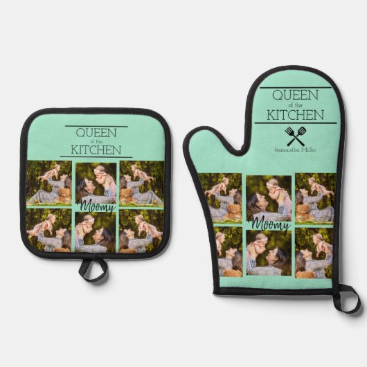 Personalisierter Fotocollage Oven Mitt & Pot Holde Ofenhandschuh & Topflappen-Set (Vorderseite)