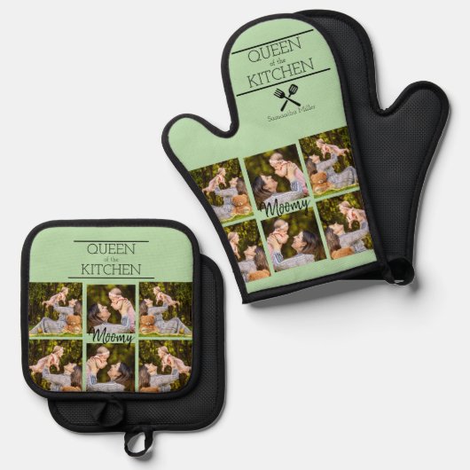 Personalisierter Fotocollage Oven Mitt & Pot Holde Ofenhandschuh & Topflappen-Set (Vorderseite/Rückseite)