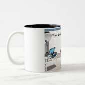 Personalisierter Fotograf - männlicher Cartoon Zweifarbige Tasse (Links)