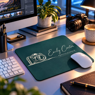 Personalisierter Fotograf Vintage-Kamera Türkis Mousepad