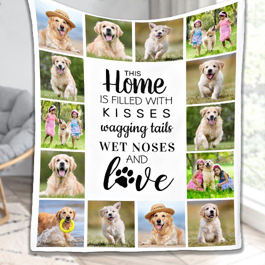 Personalisierter Fotomaterial Collage Hund Lover Fleecedecke