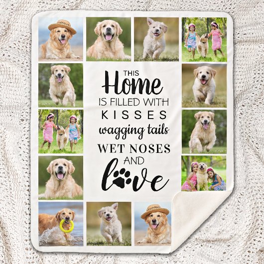 Personalisierter Fotomaterial Collage Hund Lover Sherpadecke