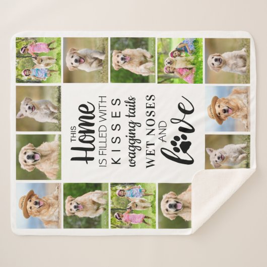 Personalisierter Fotomaterial Collage Hund Lover Sherpadecke (Vorderseite (Horizontal))