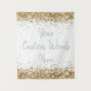Personalisierter Fotostand mit weißem Goldsilber Wandteppich
