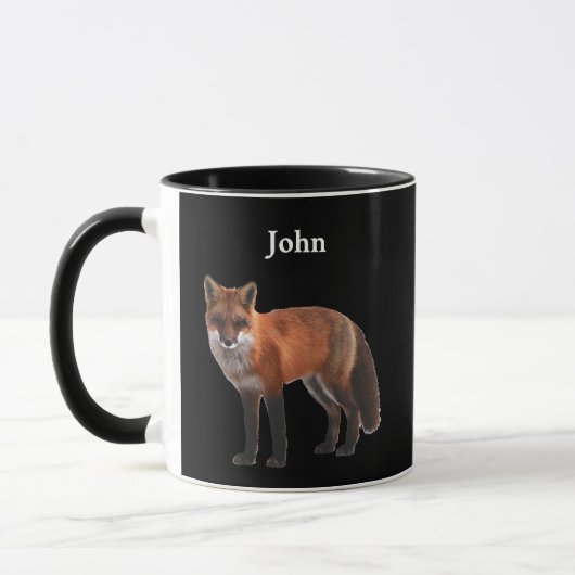 Personalisierter Fox auf Schwarz Tasse (Links)