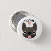Personalisierter Französische Bulldogge Name Knopf Button (Vorne & Hinten)
