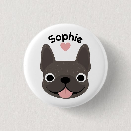 Personalisierter Französische Bulldogge Name Knopf Button (Vorderseite)