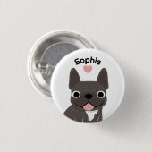 Personalisierter Französische Bulldogge Name Knopf Button (Vorne & Hinten)